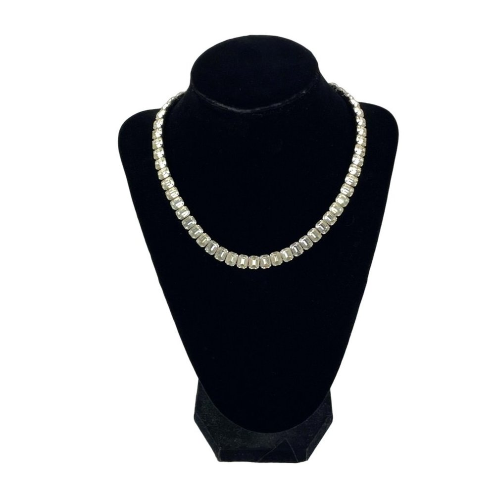 Eisenberg Original Glass Emerald Cut Rhinestone Adjustable Choker Necklace-1940'
